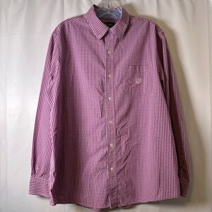 Chaps Stretch Easy Care Red Plaid Long Sleeve Button Shirt‎ 48